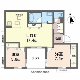シャーメゾンルミエール西田辺【1階】の間取り