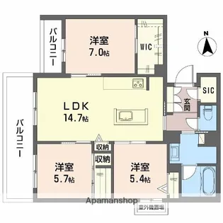 シャーメゾン ベル フォレ【305号室】の間取り