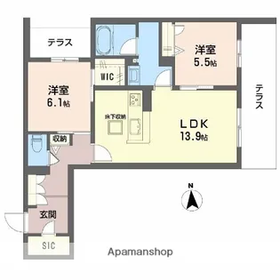 シャーメゾン ベル フォレ【101号室】の間取り
