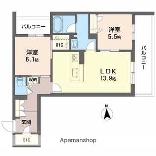 シャーメゾン ベル フォレ【301号室】の間取り