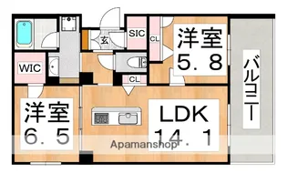 シャーメゾン ベル フォレ【203号室】の間取り