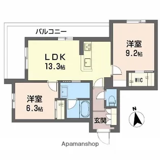 シャーメゾン東雲(子育て支援)【2階】の間取り