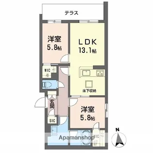 シャーメゾン東雲(子育て支援)【1階】の間取り