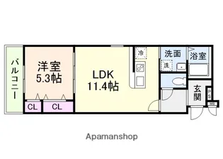 フジパレス住吉遠里小野Ⅴ番館【1階】の間取り