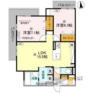 スペチアーレ杭全【2階】の間取り