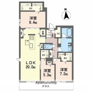 シャーメゾン阪南ガーデン【1階】の間取り