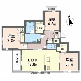 シャーメゾン 伽羅橋【2階】の間取り