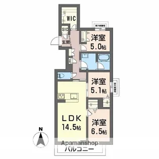 オグラシャーメゾン【2階】の間取り