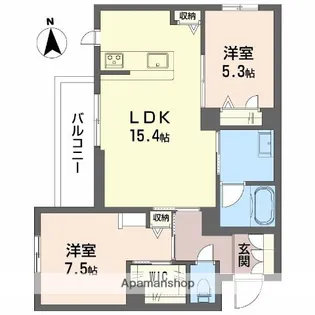 メゾンブランカあびこ南【2階】の間取り
