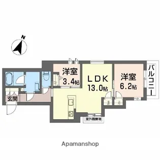 メゾン オピエデュパン【2階】の間取り