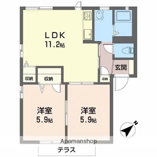 ハイツ天神【A103号室】の間取り