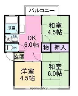 ロイヤルパレスみつい【102号室】の間取り