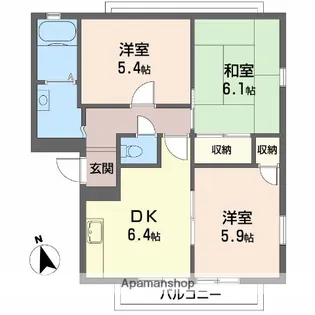 サンプライム阪南【B202号室】の間取り