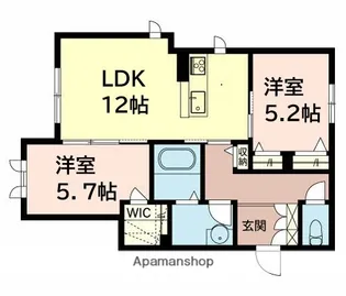 シャーメゾンガーデンズ若【1階】の間取り