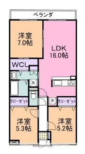 プレミアムスイート尾崎【201号室】の間取り