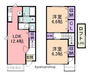 ロマンビビール 弐番館【2階】の間取り