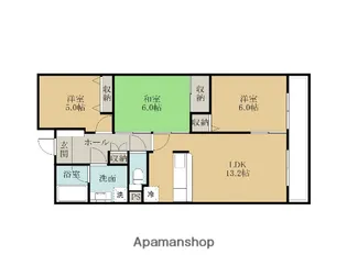 バンブーコート【4階】の間取り