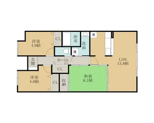 シャルマン木ノ元【4階】の間取り