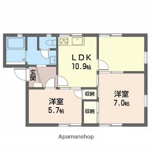 ボンリビェール吉田【1階】の間取り