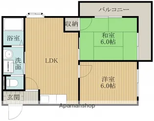 第一フジコーマンション【5B‐1号室】の間取り