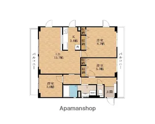 サンライズマンションドムス熊取【B-305号室】の間取り