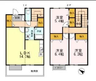大阪府岸和田市上町【テラスハウス】の間取り