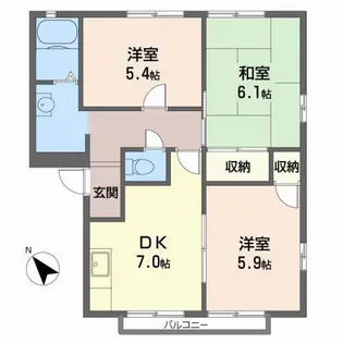 カルム・二色ノ浜【2階】の間取り