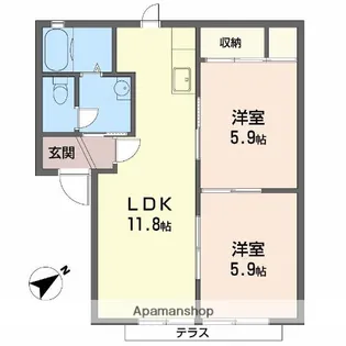 パーミーハイツ【1階】の間取り
