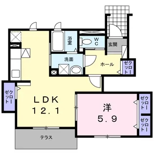 シェ モア Ⅰ【102号室】の間取り