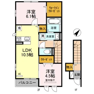 JIN輝 A棟【2階】の間取り