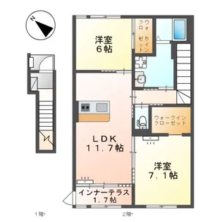 仮称)忠岡町忠岡東アパート【2階】の間取り