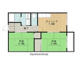 レインボー松本B棟【105号室】の間取り