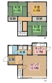 大阪府岸和田市別所町3丁目【一戸建】の間取り