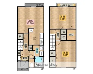 サニーガーデンB棟【1階】の間取り