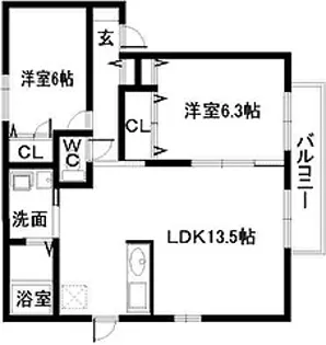 シャーメゾン光明池【1階】の間取り