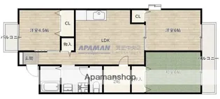 大阪府箕面市粟生間谷西7丁目【アパート】の間取り