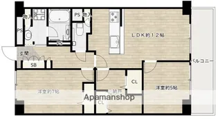 豊中緑ヶ丘サンハイツ【718号室】の間取り