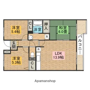 カサグランデス浜寺北【6階】の間取り