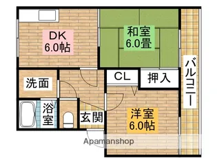 アパートシモン【202号室】の間取り