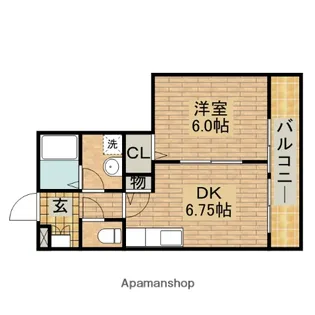 グランシャリオⅠ、Ⅱ【Ⅱ105号室】の間取り