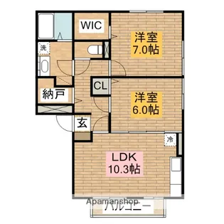 ラルジュ・エスパス【Ⅱ302号室】の間取り