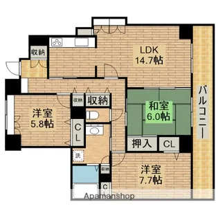 ベルマージュ堺壱番館【4105号室】の間取り