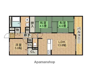 グリーンヒルズ宮苑【4階】の間取り