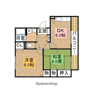ハイカムール木下【202号室】の間取り