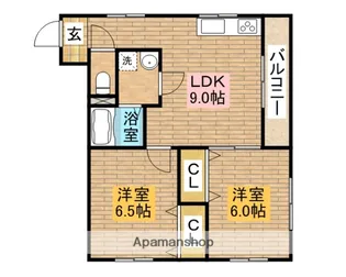 ルナ百舌鳥【2B号室】の間取り