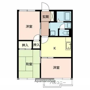サンハイツ霞ヶ丘【203号室】の間取り
