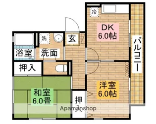 ハイカムール梅寿【101号室】の間取り
