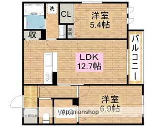 クラヴィーア上野芝【2階】の間取り