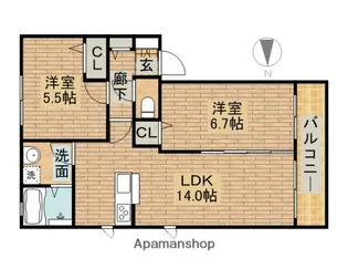 エーデルハイムⅡ【2階】の間取り