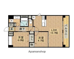 グレイスガーデン三国ヶ丘【8階】の間取り